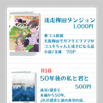 3/31 COMICCITY大阪126 お品書き