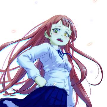 アオリ構図の練習で描いた丸顔の子