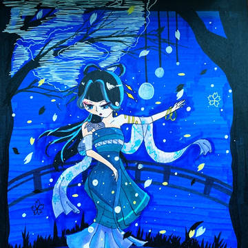 夜桜の舞