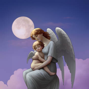 Angel and Cherub, Moonlit Repose
