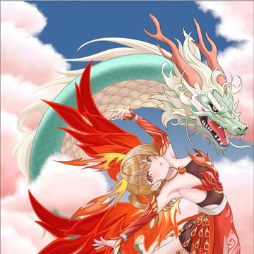 Phoenix with dragon