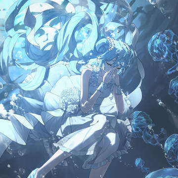 初音坠入水中
