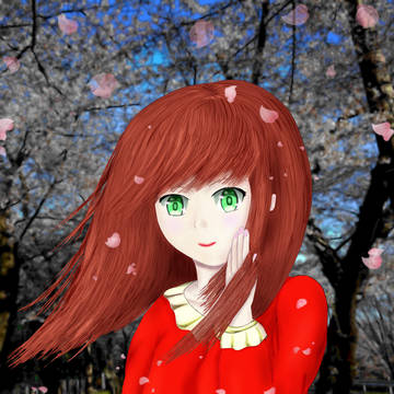 桜の花びら舞う並木
