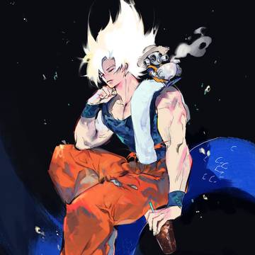 悟空と鳥山さん (토리야마 님 추모 협력그림)