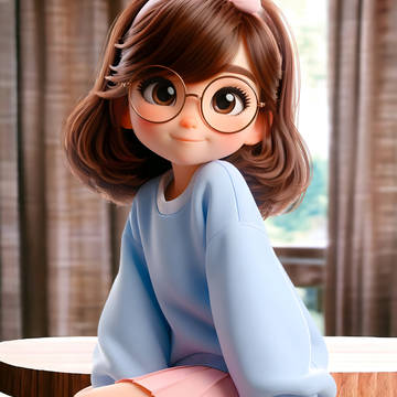 cute cat girl at home happy