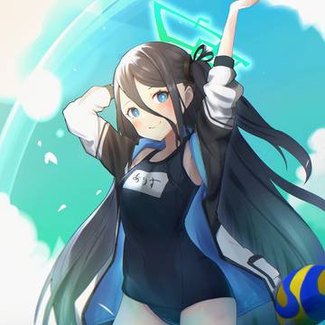 Arisu is playing at the beach