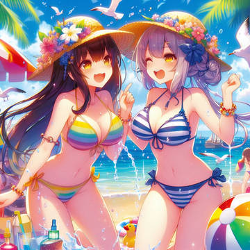水着ではしゃぐ女の子