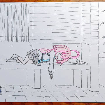 謎の湖畔で寝こけるおじさん