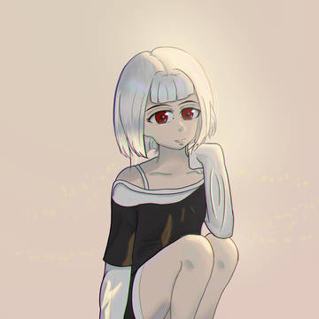夕阳下的少女