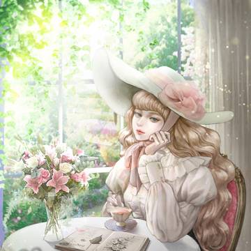 by the window