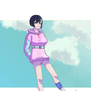 曇り空を背景にしたもう一人の少女
