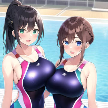 競泳水着の美少女たち