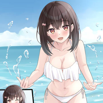 「水かけるよ～！・・・つめたっ」