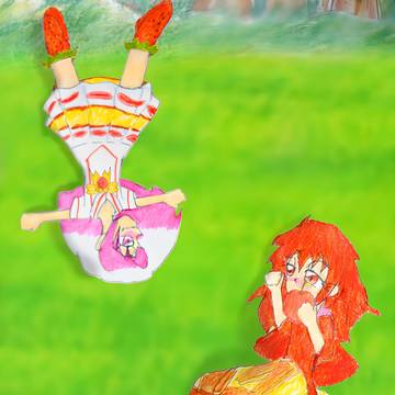 草原で寝転がるスイーツのお姫様