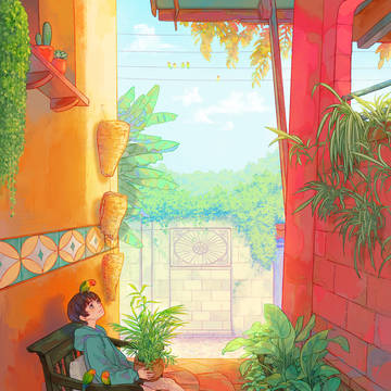 Plants and lovebirds
