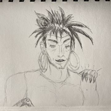 Pencil drawing of N’Doul and Geb