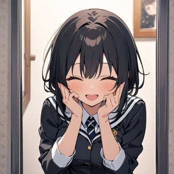 鏡に映る制服姿