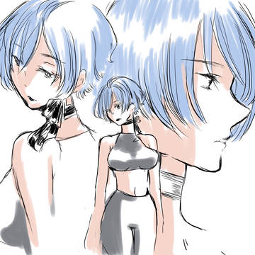 青髪の女性