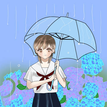 紫陽花と雨と私