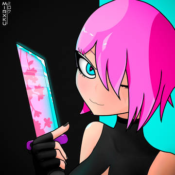 Bubblegum girl with a knife.