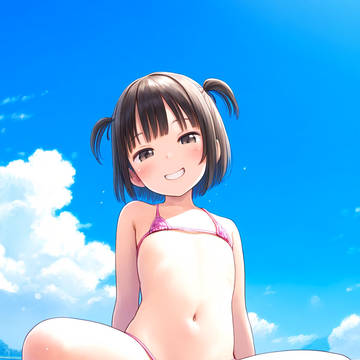 メタリックピンク水着のメスガキ
