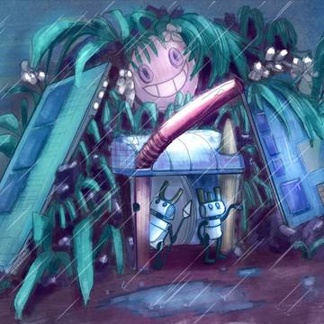 Hiding in the rain