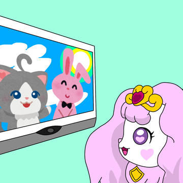 テレビを見るパフちゃん