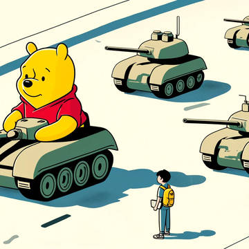 Winnie the Pooh drives a tank