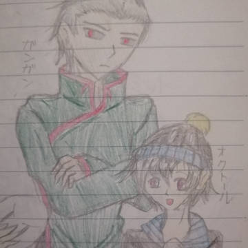 【落書き】闘技場のボムへい&ハイパーシンノスケ【擬人化】