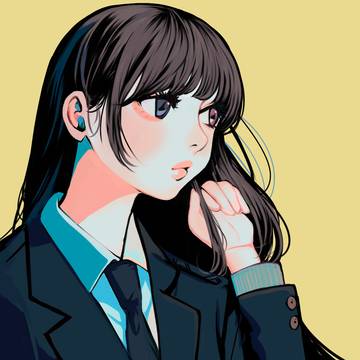 黄色背景の女の子