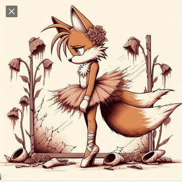 Tails the Fox as a sad ballerina