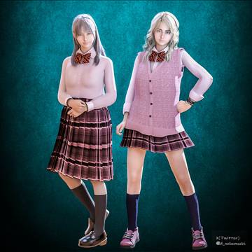 (水着＋制服)ゲームの登場キャラ風
