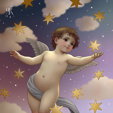 Cherub amidst Twinkling Stars