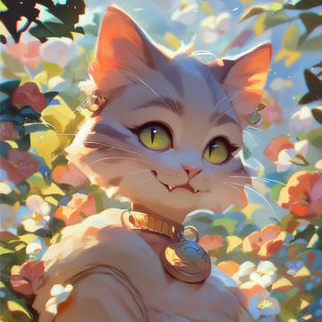 Furry spring cat
