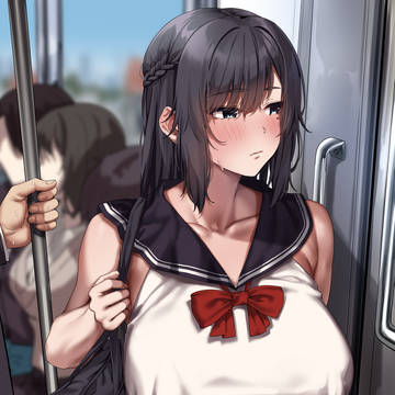 電車で夏服 ボディペイント露出