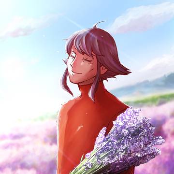 ラベンダーと赤法師