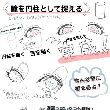 色々な角度の瞳の描き方!