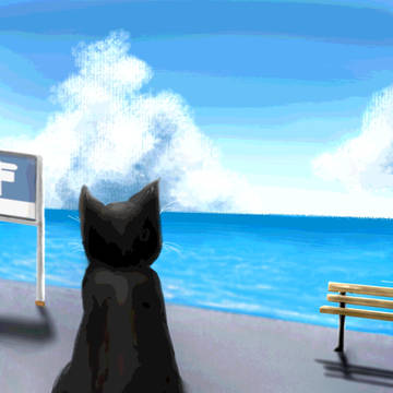 海の見える駅と猫