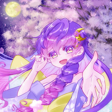 夜桜とお月さま