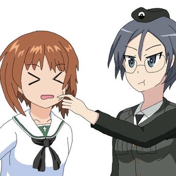 愛里寿と仲良くしてることに嫉妬したルミにほっぺをつねられるみほ