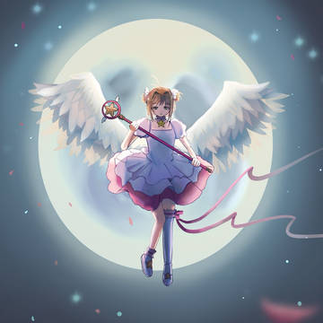 Sakura flies in the sky