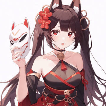 [Live2D AI] 狐の仮面を持った少女  Live2D