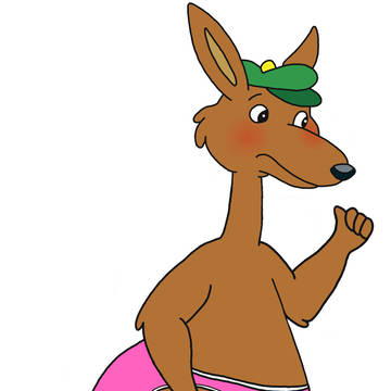 Splodge wearing pink underwear