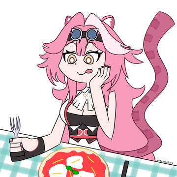 Raora Panthera enjoying a pizza