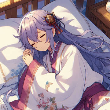 刻晴眠っている絵