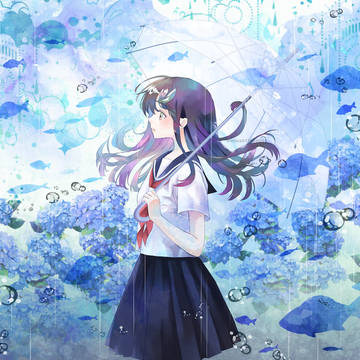紫陽花と少女