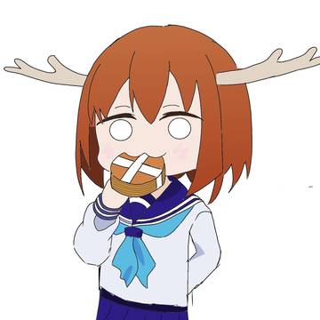 鹿せんべいを咥えた鹿乃子のこ