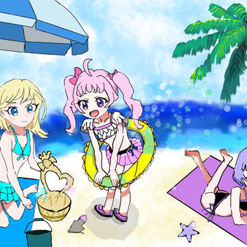 ひまり、みつき、チィ　in 海