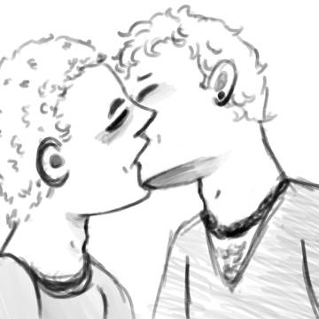 Boys kissing warmup sketch