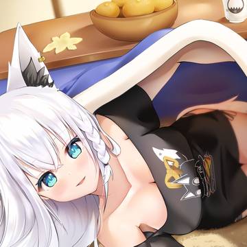コタツに誘うフブキ